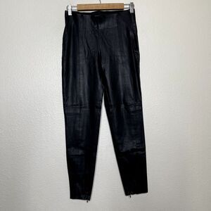Zara Pants Size Small Faux Leather Black Moto Tapered Tight Biker Elastic Waist